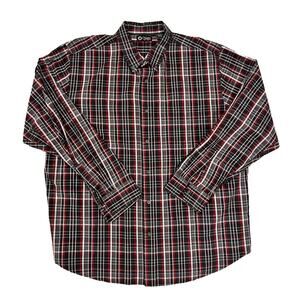 Chaps Shirt Mens 2XL Red Black Plaid Long Sleeve Button Up